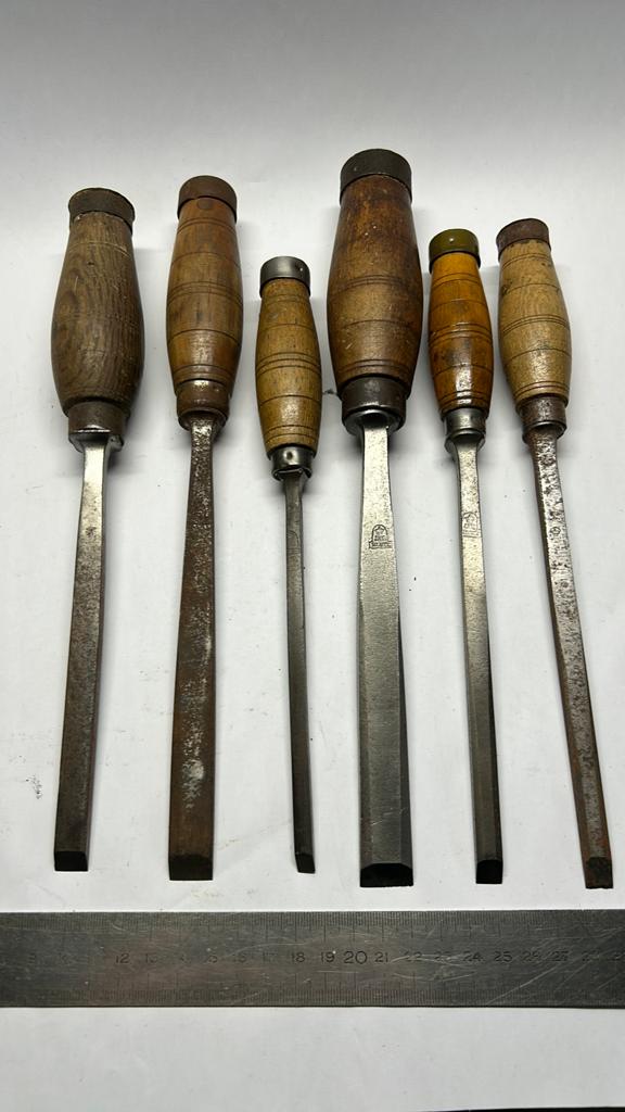 6 jnij nooitgedagt hakbeitels ( beitels houtbeitels ), Antiek en Kunst, Antiek | Gereedschap en Instrumenten, Ophalen of Verzenden