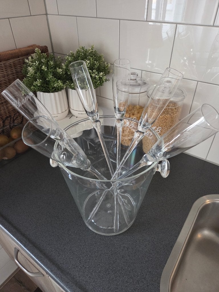 Zgan   riviera maison champagne glazen met koeler, Ophalen of Verzenden, Zo goed als nieuw, Glas