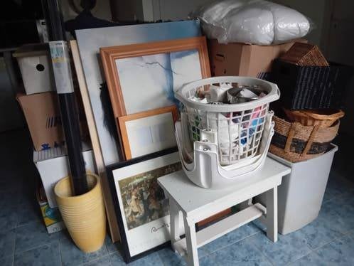 flinke huis opruiming rommelmarktspullen volle dozen, Ophalen, Gebruikt