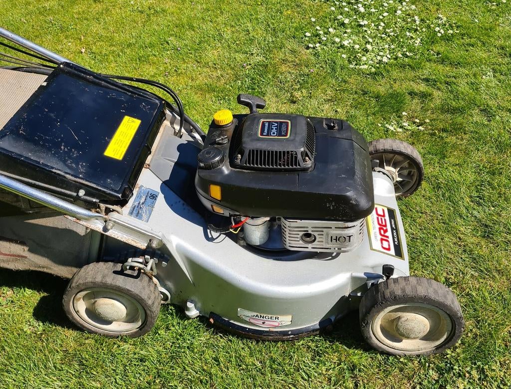 Grasmaaier orec sterke maaier.aluminium bak, 2 rijsnelheden, Tuin en Terras, Grasmaaiers, 50 cm of meer, Ophalen