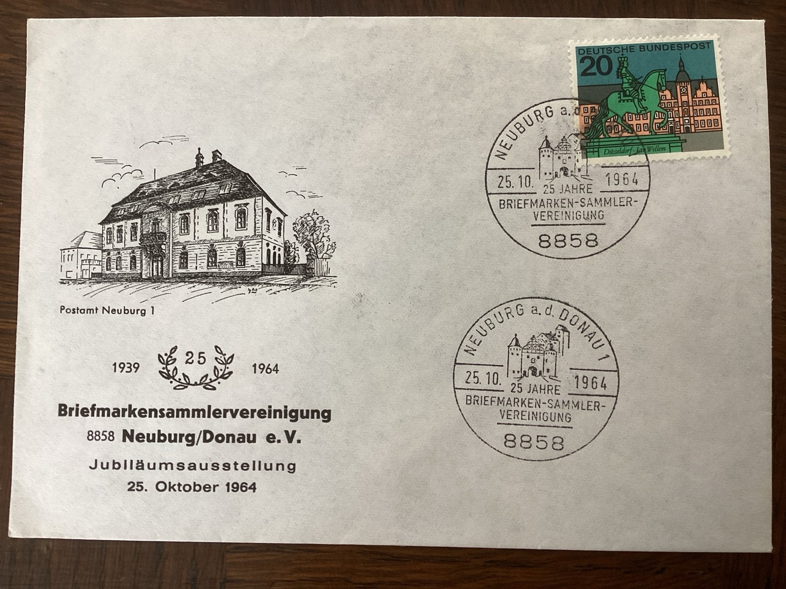 Duitse Eerste Dag Envelop Neuburg/Donau 1964, Ophalen of Verzenden, Onbeschreven, Europa
