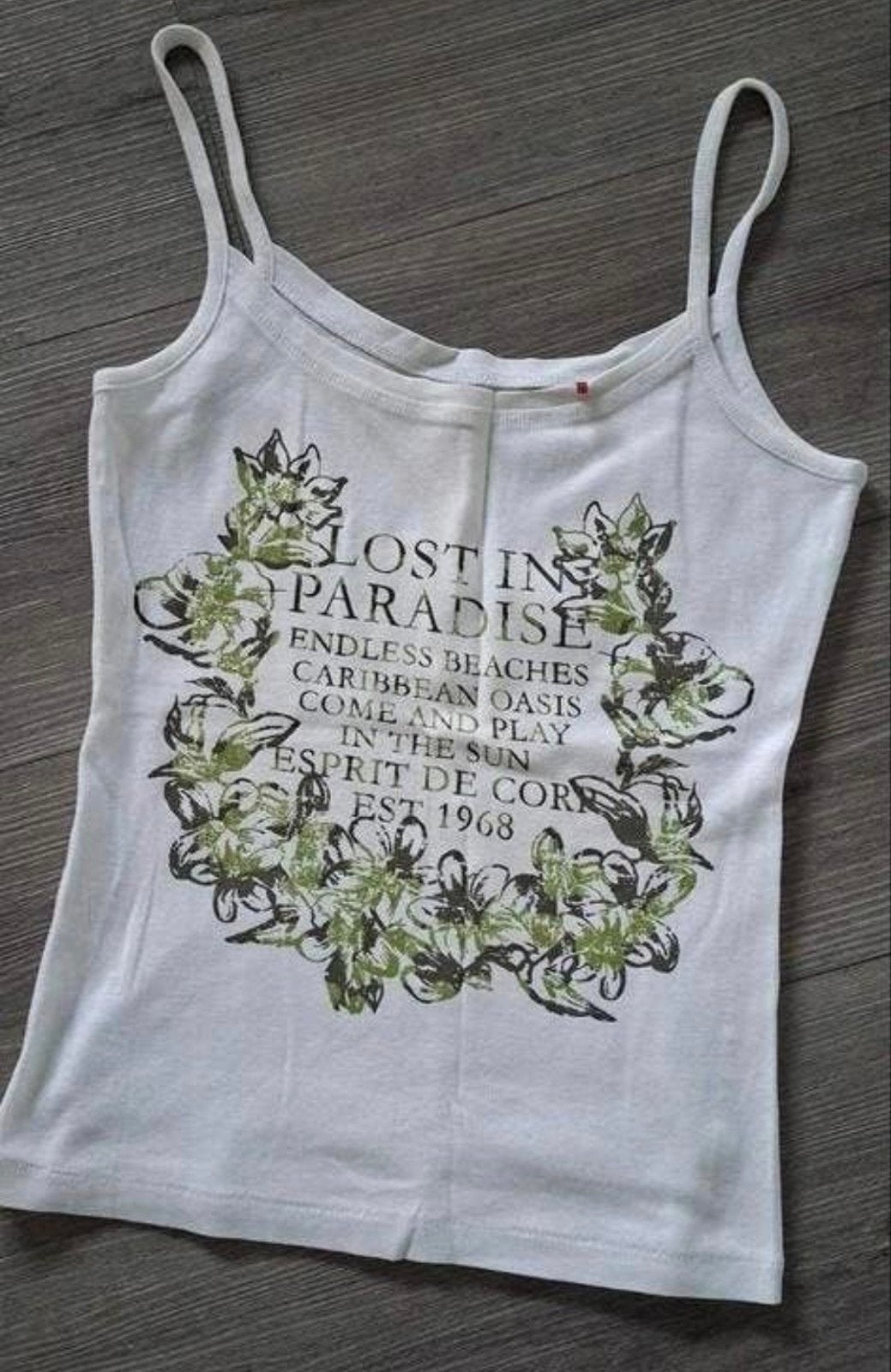 Wit topje met groene opdruk  esprit maat M, Kleding | Dames, Ophalen of Verzenden, Zo goed als nieuw, Wit, Zonder mouw