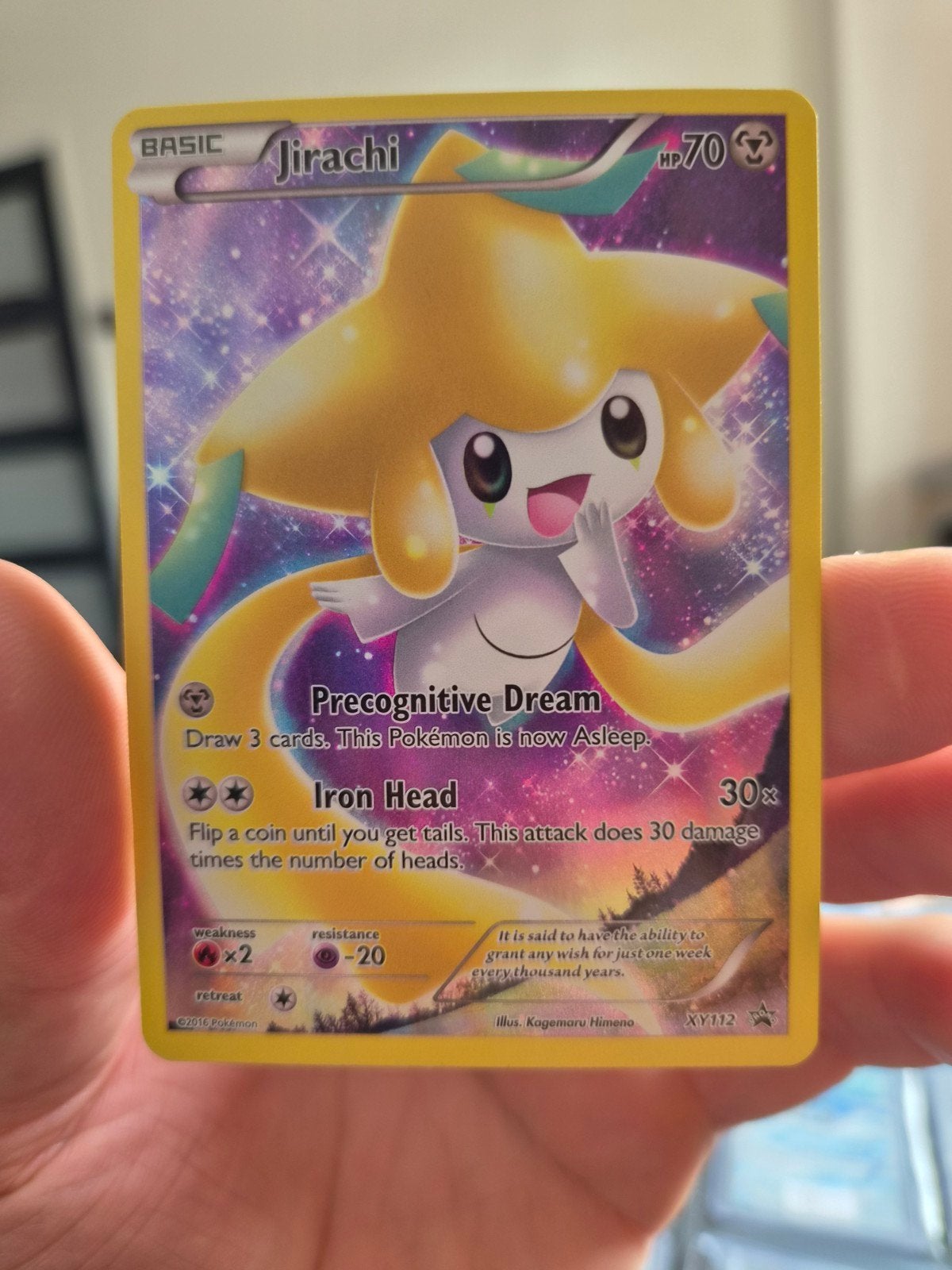 Jirachi Pokémon Kaart XY112 Promo Foil, Ophalen of Verzenden, Zo goed als nieuw, Losse kaart, Foil