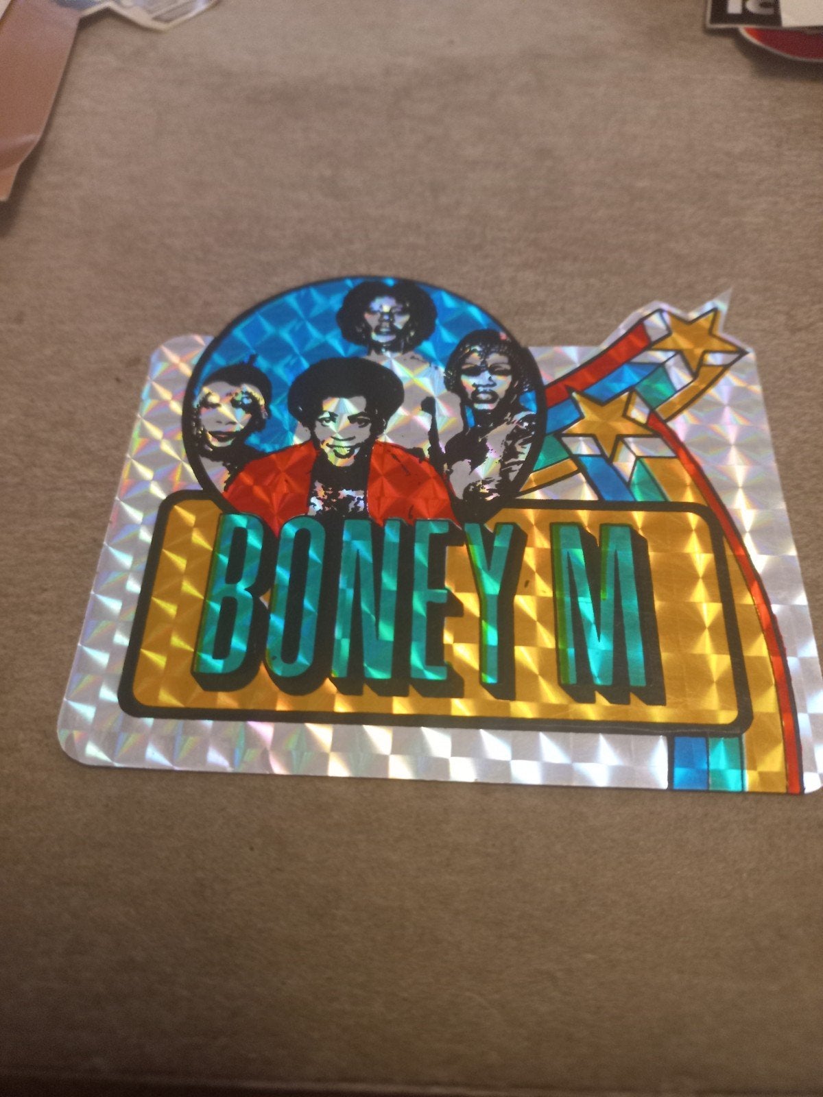 Vintage Boney M. Hologram Sticker - Disco Muziek, Verzamelen, Ophalen of Verzenden, Gebruikt, Film, Tv of Omroep