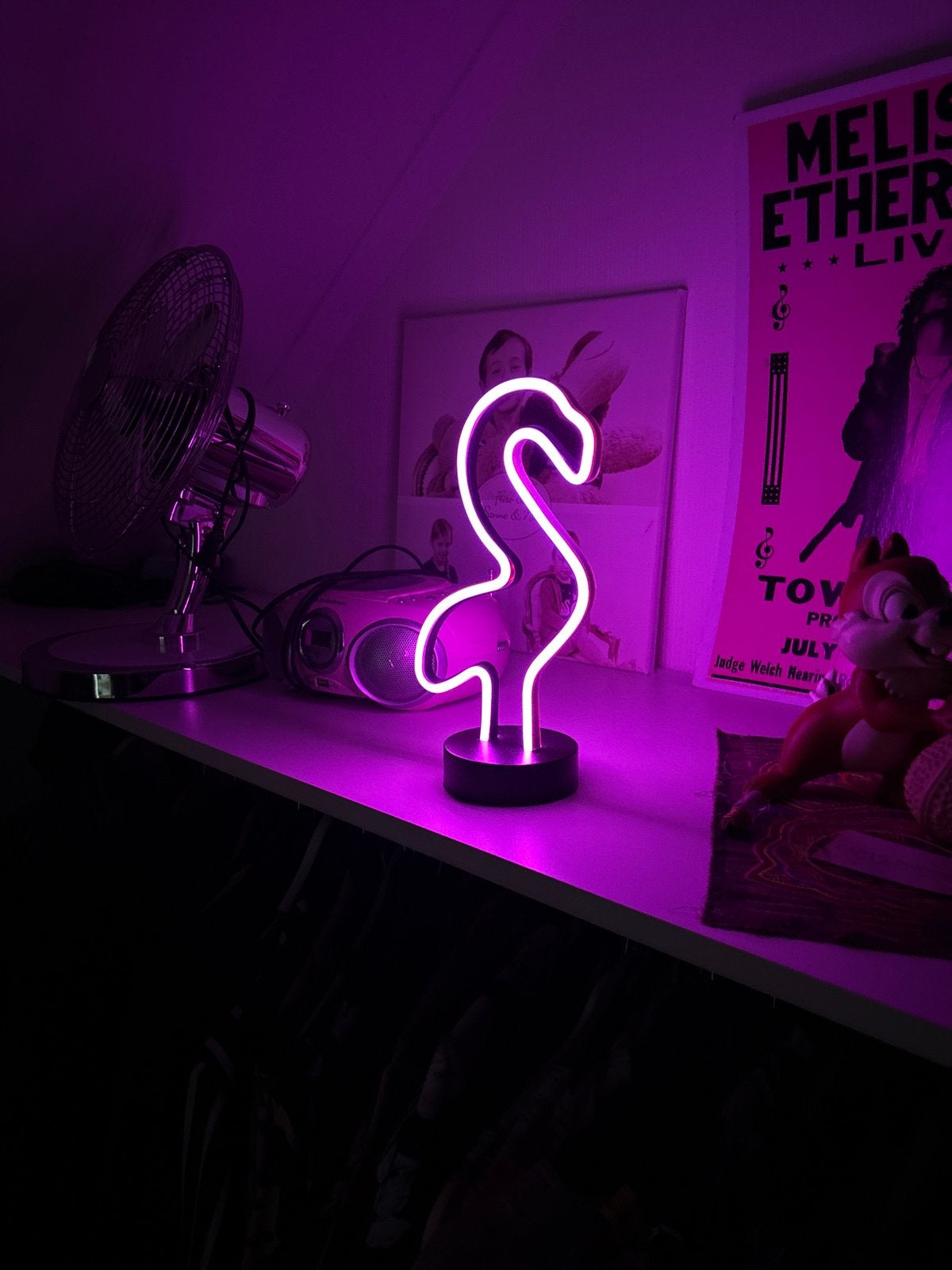Neon Flamingo Lamp - Roze LED Sfeerverlichting, Kunststof, Roze, Ophalen of Verzenden, Zo goed als nieuw