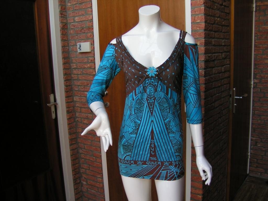 SAVE THE QUEEN blouse,Mt M als nieuw, Maat 38/40 (M), Save the queen, Tweedehands, Blauw