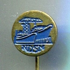 Scheepswerf NDSM N.D.S.M. blauw op koper speldje ( U_353), Verzamelen, Speldjes, Pins en Buttons, Ophalen of Verzenden, Nieuw
