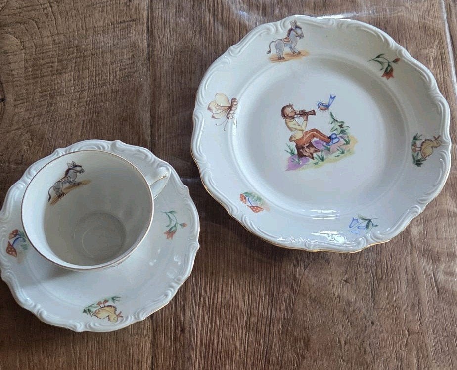 3- delig servies kinderservies Chodzież kopje schotel bordje, Antiek en Kunst, Ophalen of Verzenden