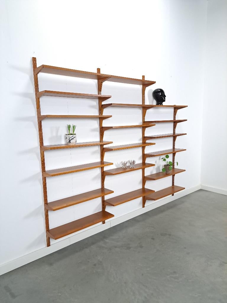 Poul Cadovius Royal modulair teak wandsysteem Deens design, Met plank(en), Gebruikt, 200 cm of meer, Teakhout