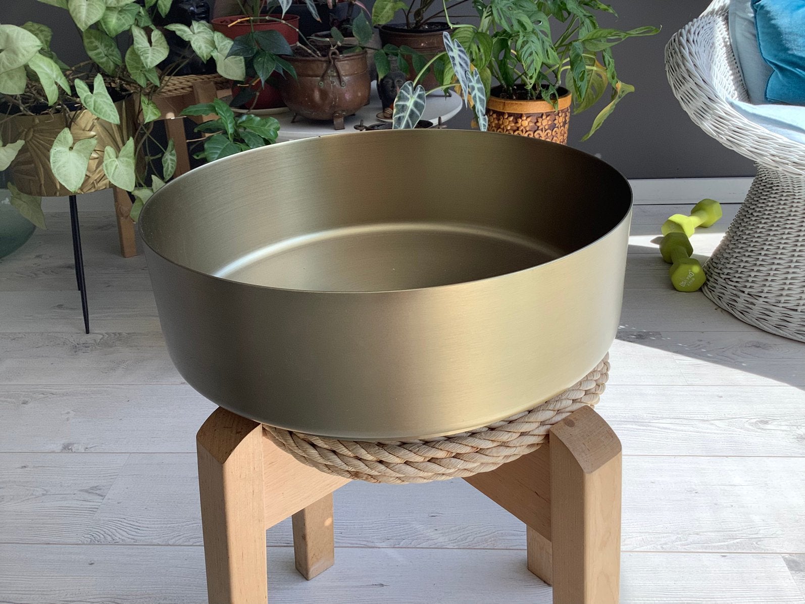 Waskom wasbak  geborsteld goud messing., Ophalen of Verzenden, Nieuw, Wastafel