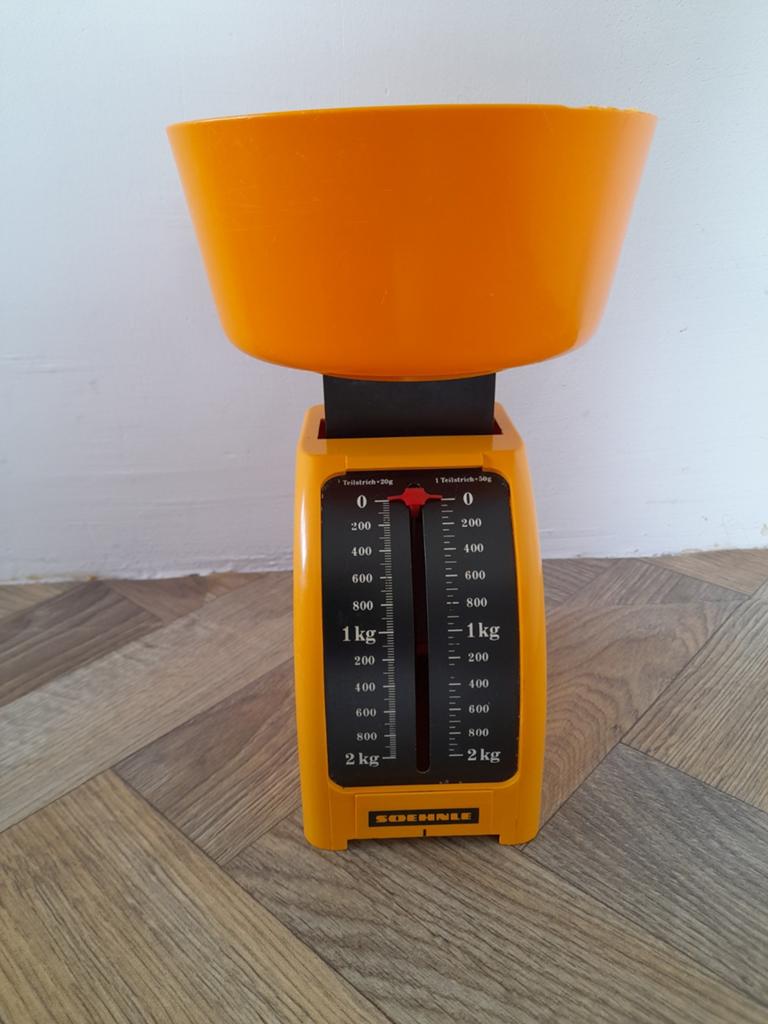 Vintage oranje Soehnle keukenweegschaal, Ophalen of Verzenden
