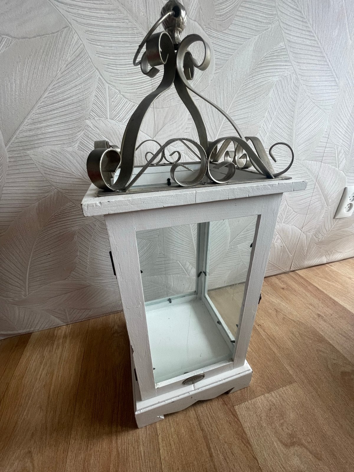 Riverdale Witte houten lantaarn met metalen details, Ophalen, Gebruikt, Lantaarn, Hout