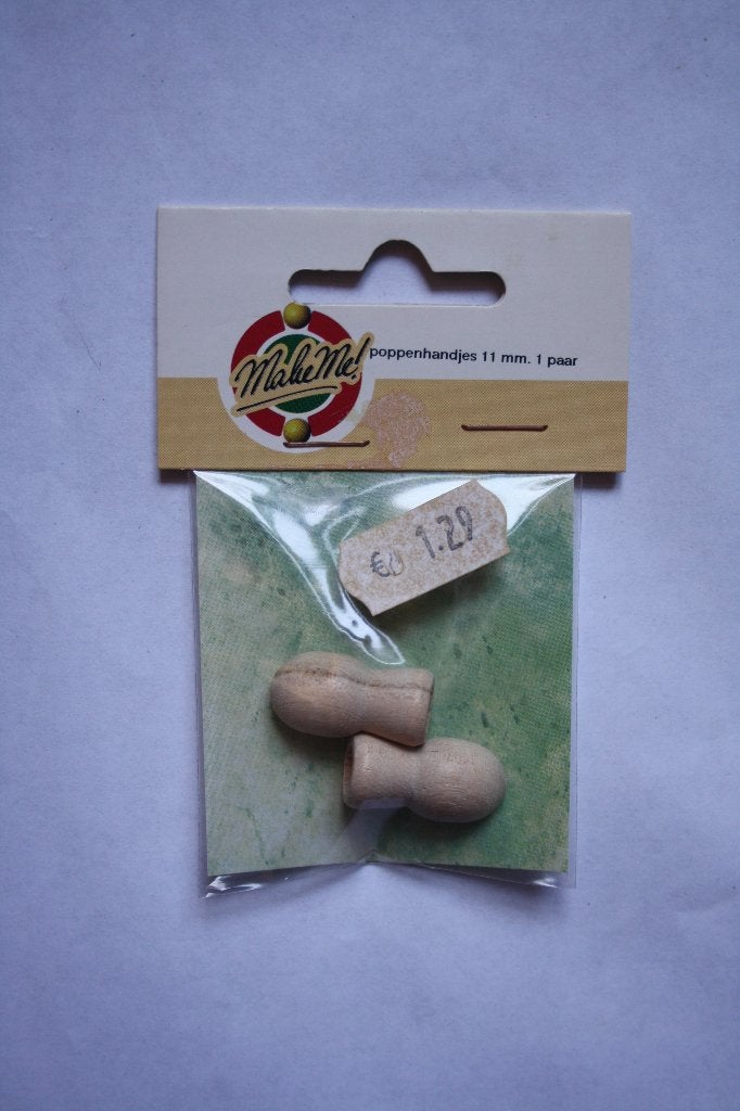 3 zakjes a 4 stuks houten poppenhandjes, Overige thema's, Nieuw, Knutselmateriaal, Hout