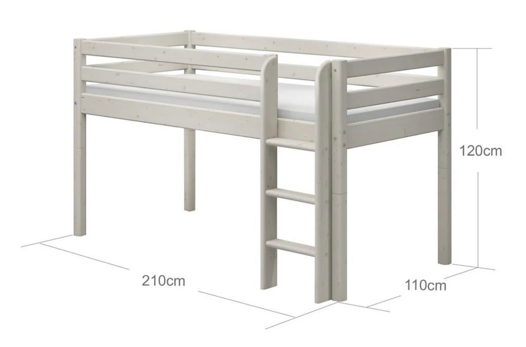 Flexa Classic - Halfhoogslaper - whitewash - 120cm!!!, Kinderen en Baby's, Kinderkamer | Stapelbedden en Hoogslapers, Ophalen