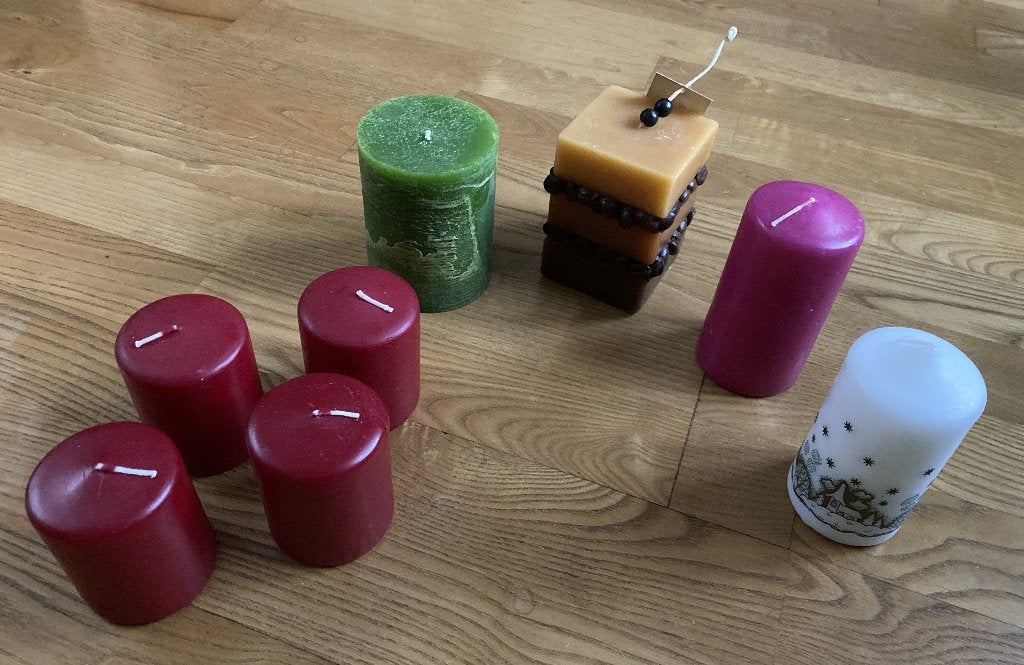 Dikke kaars 8 stuks diverse kleuren en maten nieuw, Overige materialen, Nieuw, Ophalen of Verzenden, Kaars