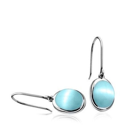 Zinzi zilver 925 oorhangers oorbellen Turquoise kattenoog, Hangers, Blauw, Nieuw, Ophalen of Verzenden