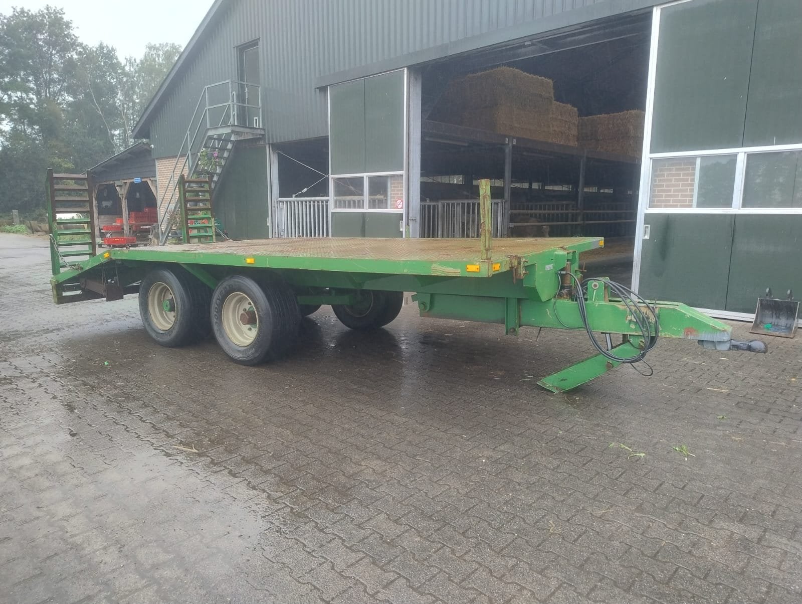 JPM TANDEM FLATBED 12t oprijdwagen (bj 2000), Auto's, Overige brandstoffen, Origineel Nederlands, Bedrijf, Aanhangers en Opleggers