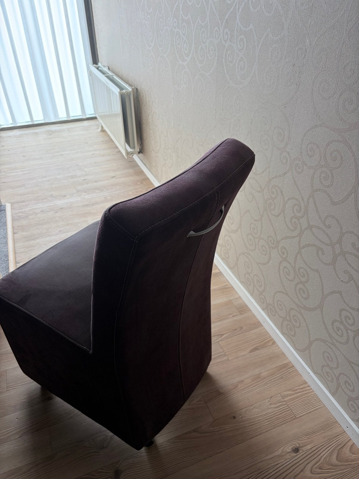 Comfortabele eetkamerstoel - Bruin stof 6 stuks, Ophalen, Gebruikt, Bruin, Eén