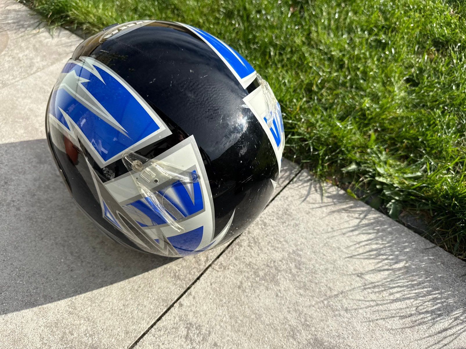 VRA integraalhelm maat M (58 cm) – zwart/blauw met hoes, Motoren, Ophalen of Verzenden, Tweedehands, Integraalhelm, Overige merken