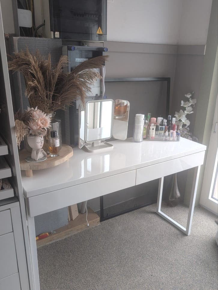 kaptafel met 2 lades, Ophalen, 100 tot 150 cm, Metaal of Aluminium, Zo goed als nieuw