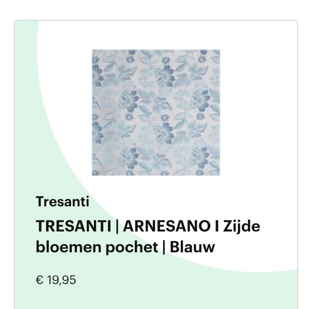 Tresanti Arnesano Zijden Bloemen Pochet Blauw, Ophalen of Verzenden, Nieuw, Tresanti