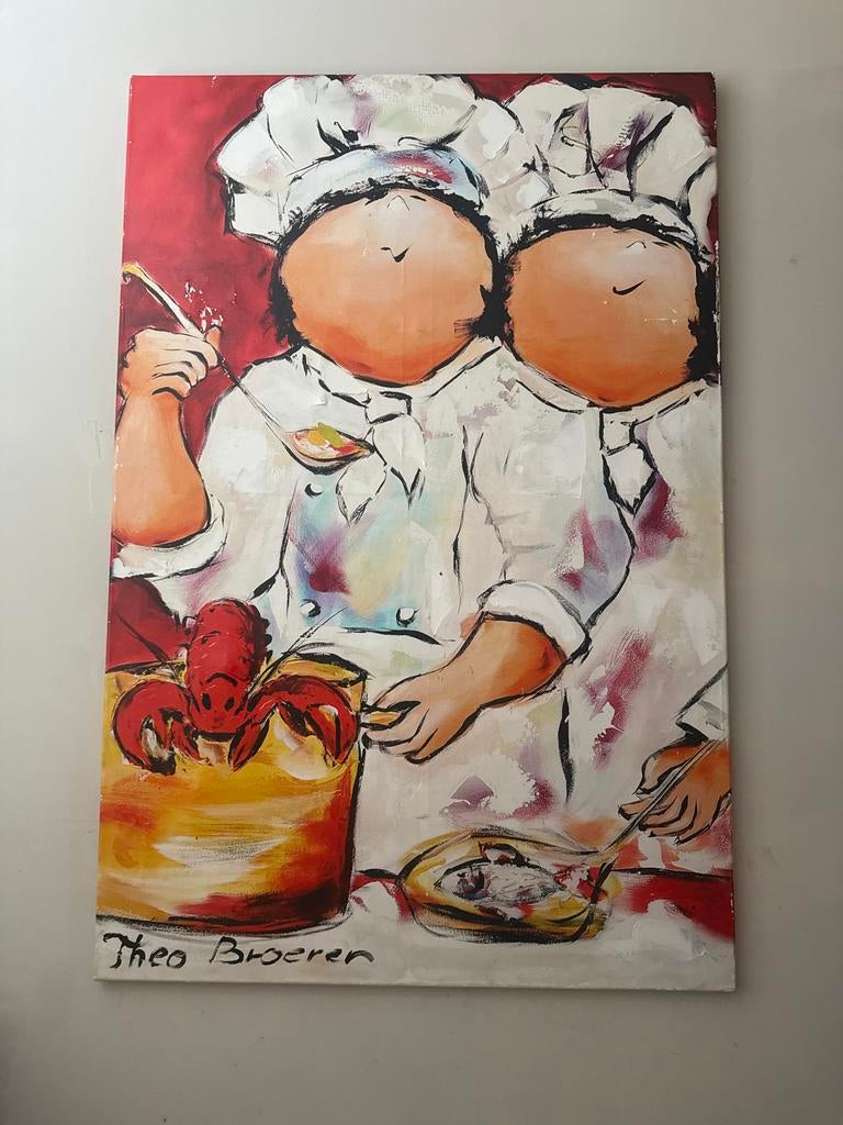 Schilderij Theo Broerer - Chefs met Kreeft, Ophalen