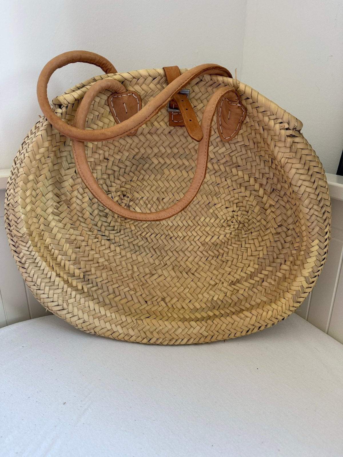 Ronde rieten tas - Nooit gebruikt - Strand, winkelen, school, Ophalen of Verzenden, Nieuw, Beige, Shopper