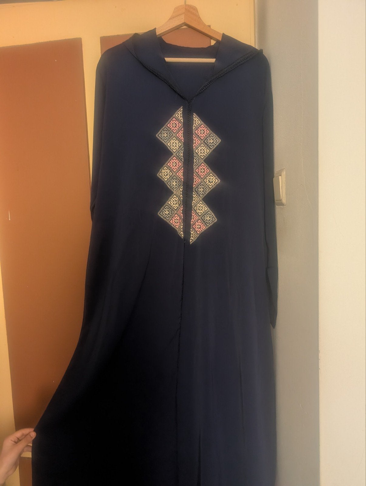 Marokkaans jurk kaftan, Blauw, Gedragen, Onder de knie, Ophalen