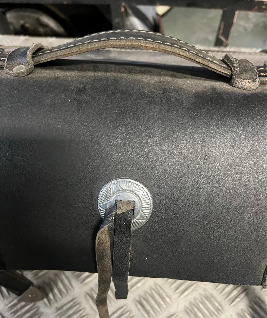 Vintage Leren Motorroltas - Zwart, Robuust Design, Motoren, Ophalen of Verzenden, Gebruikt