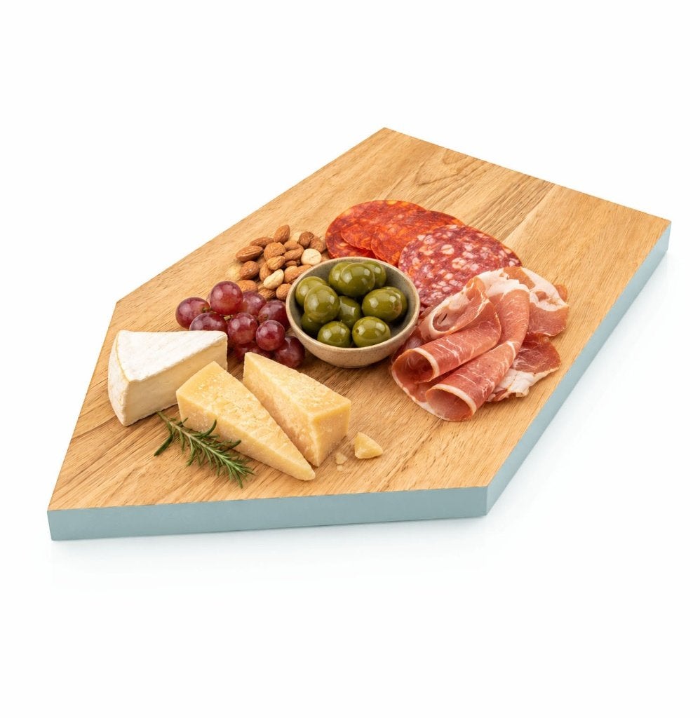 Partij houten serveerplanken met pastelblauwe zijkanten, NHP International, Hout, Snij-/serveerplank, Ophalen of Verzenden