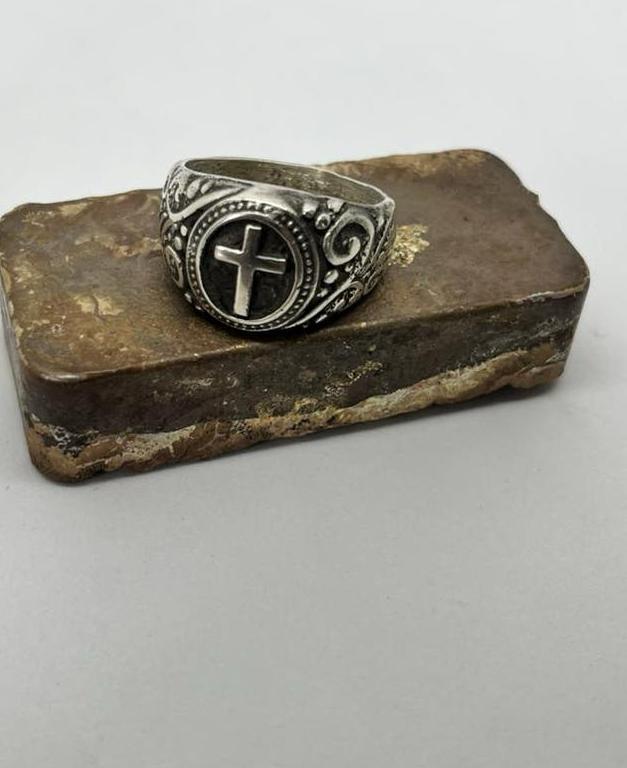 Zilveren tempeliers / kruis ring, Sieraden, Tassen en Uiterlijk, Ringen, Nieuw, Heer, 20 of groter, Zilver, Zilver, Ophalen of Verzenden