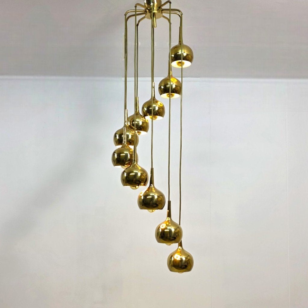 Hans-Agne Jakobsson voor Markary messing Cascade lamp 60's, Huis en Inrichting, Ophalen of Verzenden, Gebruikt, Metaal, E14 (klein)