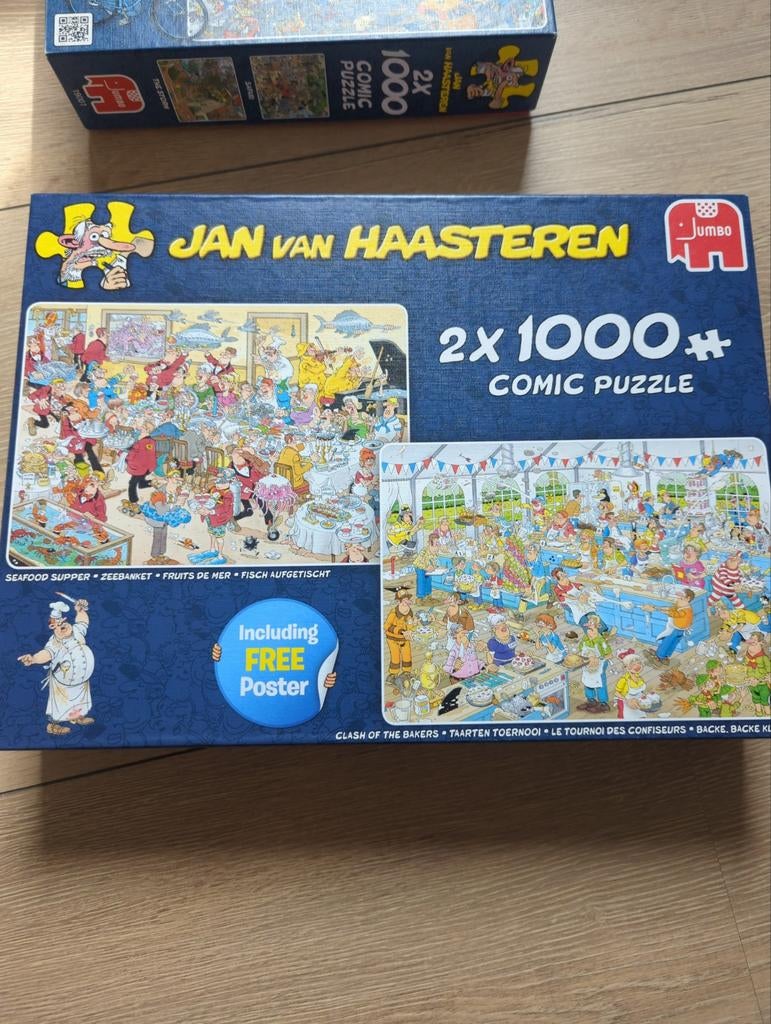 Jan van Haasteren 2x 1000 stukjes Comic Puzzel, Ophalen, 500 t/m 1500 stukjes, Zo goed als nieuw, Legpuzzel