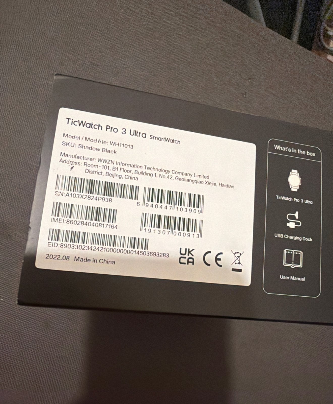 TicWatch Pro 3 Ultra Smartwatch, Zwart, Nieuw, Ophalen of Verzenden, Waterdicht