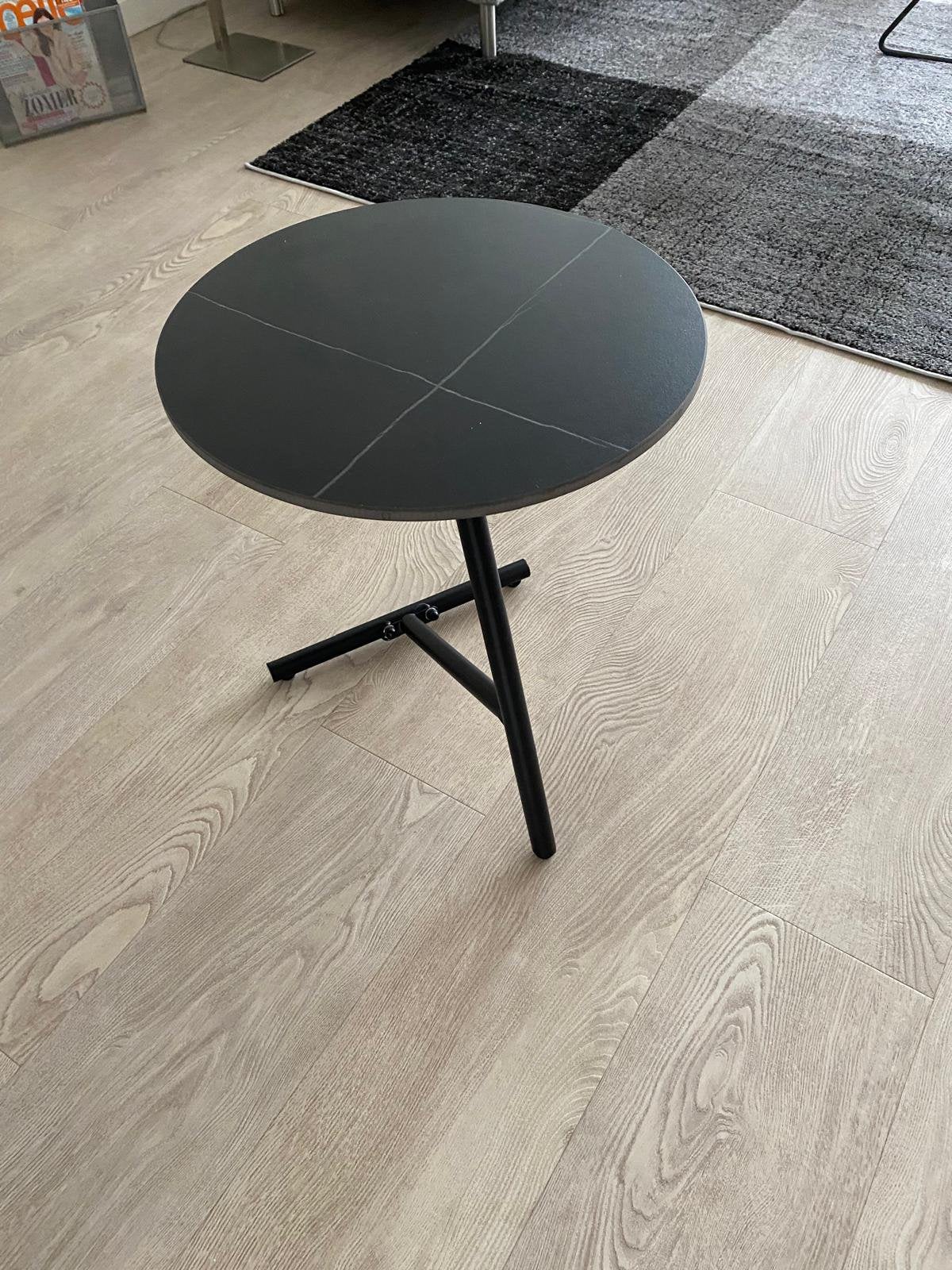 Ronde salon/bijzettafel zwart met zwart marmer blad, Minder dan 55 cm, Metaal of Aluminium, Rond, Zo goed als nieuw