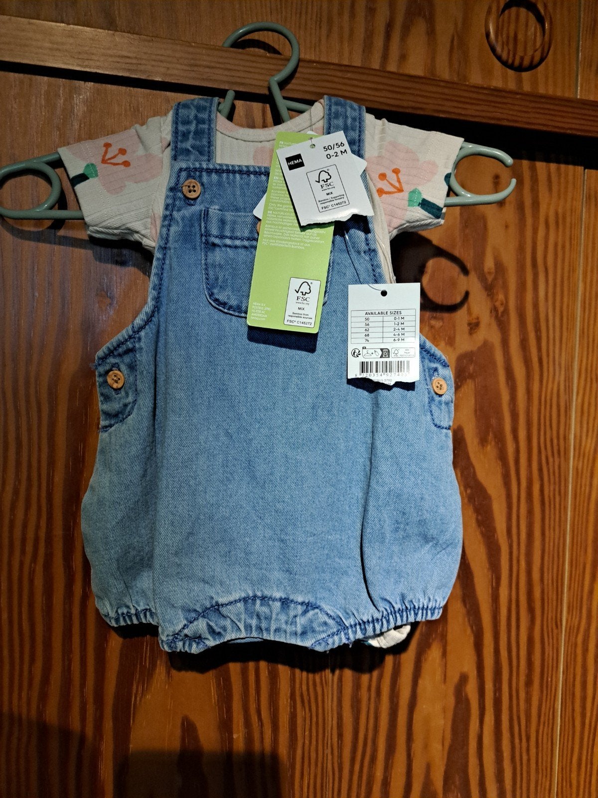 Hema baby setje romper en spijkerpakje, Kinderen en Baby's, Babykleding | Maat 56, Meisje, Nieuw, Ophalen of Verzenden, Hema