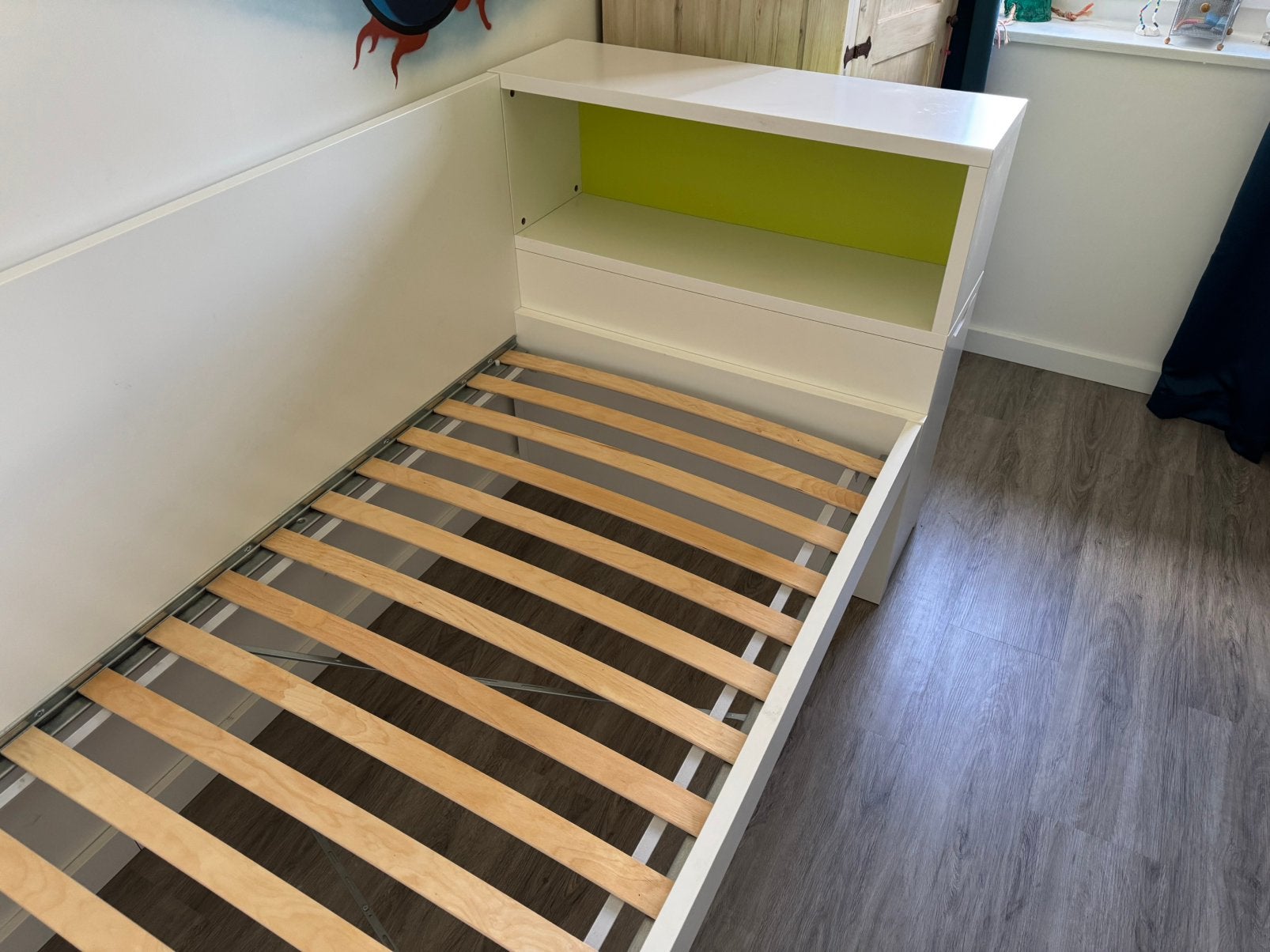 Ikea Flaxa bed 90x200, Ophalen, 90 cm, Eenpersoons, Wit