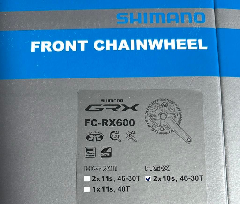 Nieuwe crankset 172.5mm GRX FC-RX600 2x10, 46-30T, Fietsen en Brommers, Fietsonderdelen, Crankstel of Pedalen, Nieuw, Racefiets