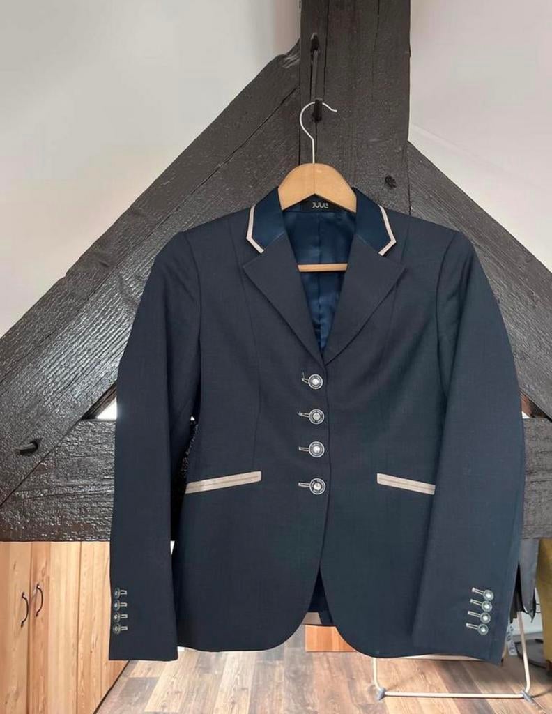 Chique Juuls wedstrijdjasje - Donkerblauw met champagne, Dieren en Toebehoren, Ophalen, Gebruikt, Dressuur, Dames