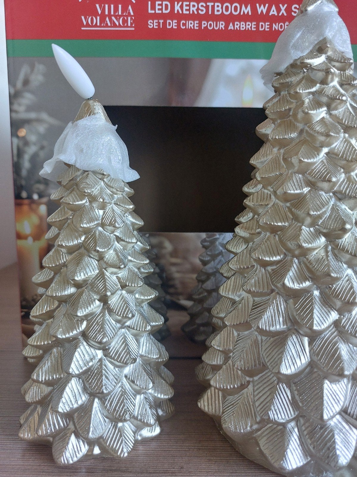 4 nieuwe led kerstboomkaarsen goud Villa Volance, Ophalen of Verzenden, Nieuw
