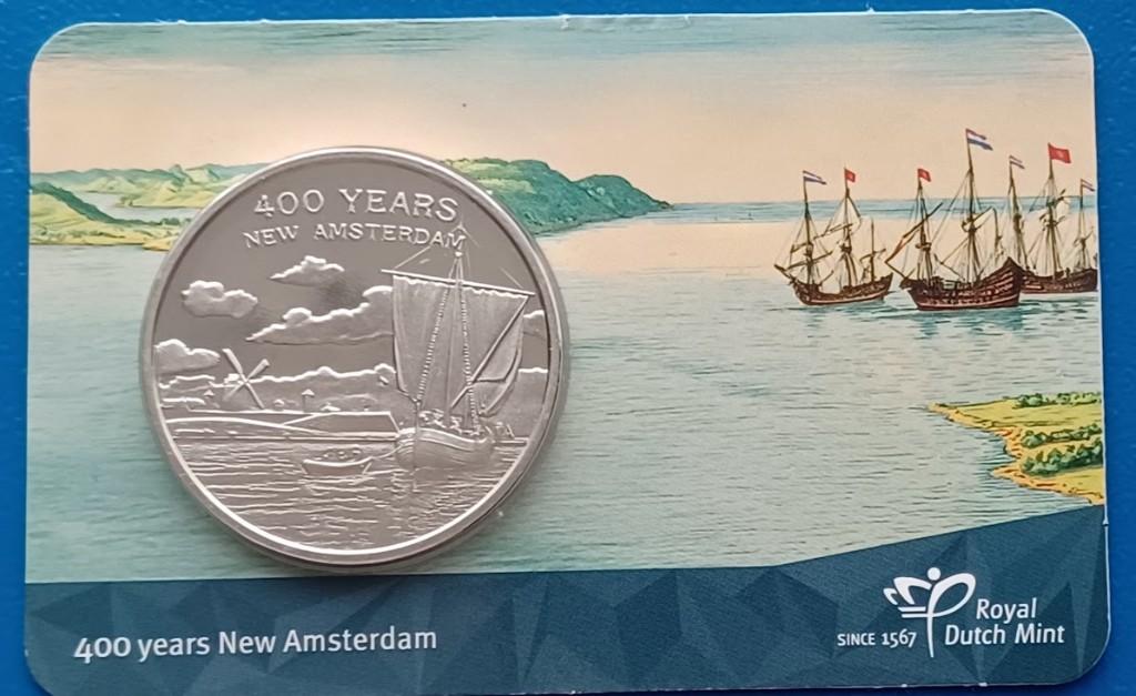 400 jaar Nieuw-Amsterdam – penning in coincard, Postzegels en Munten, Verzenden, Overige materialen, Nederland