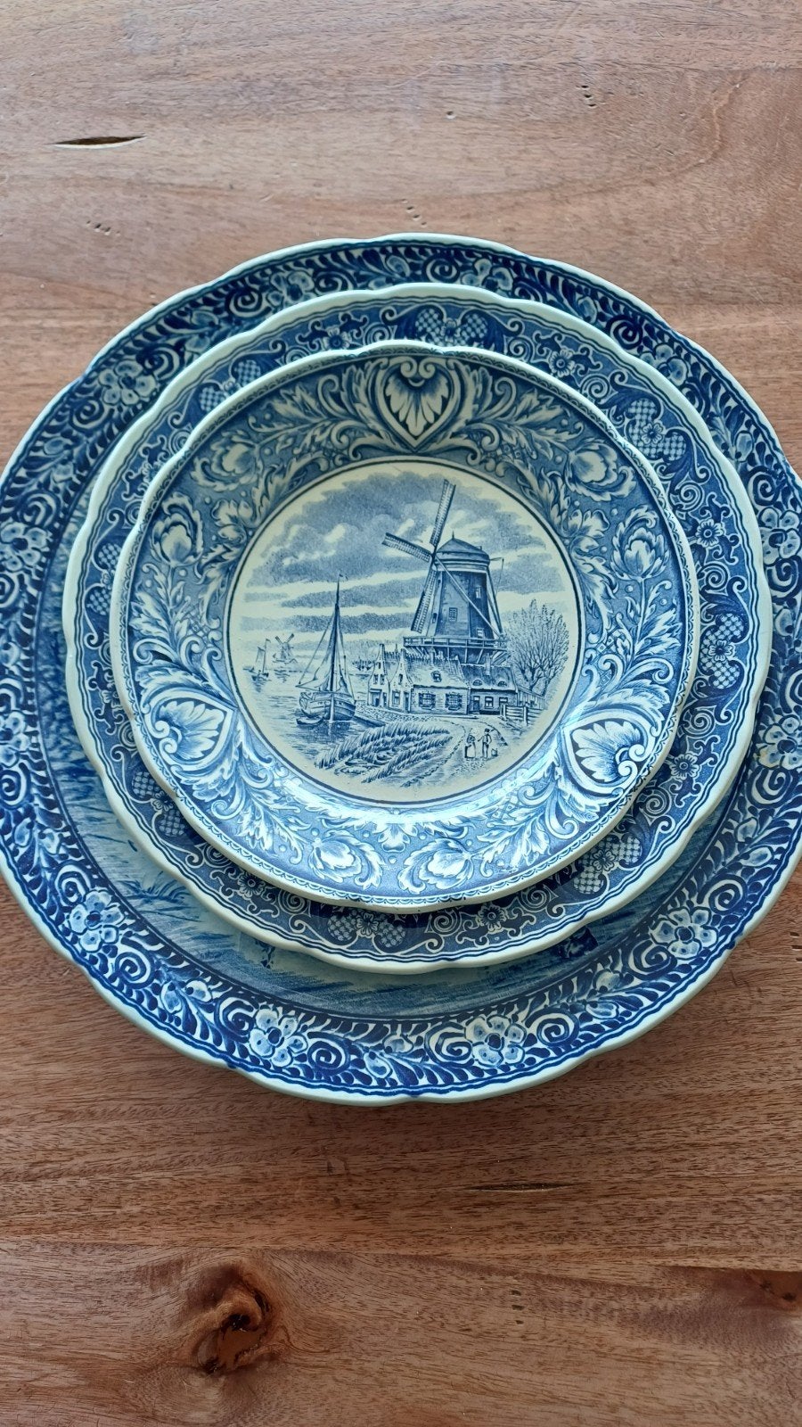 Set van 3 Royal Sphinx by Boch Delfts blauwe borden, Antiek en Kunst, Antiek | Wandborden en Tegels, Ophalen