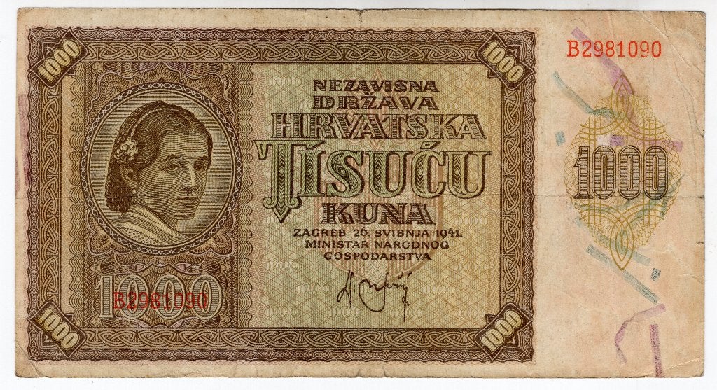 Kroatie 1000 Kuna 1941, Verzenden, Overige landen