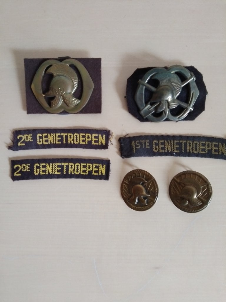 Set oude genie emblemen, Ophalen of Verzenden, Landmacht, Nederland, Embleem of Badge