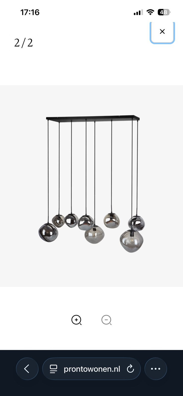 Hanglamp 8-licht macato (nieuw in doos), Ophalen, Nieuw, Glas
