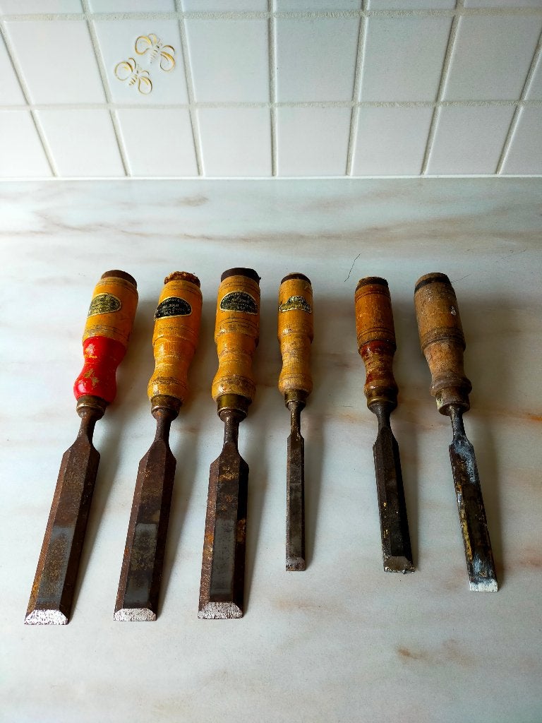 Steekbeitels 6 stuks, Ophalen, Gebruikt, Beitel, Nooitgedacht