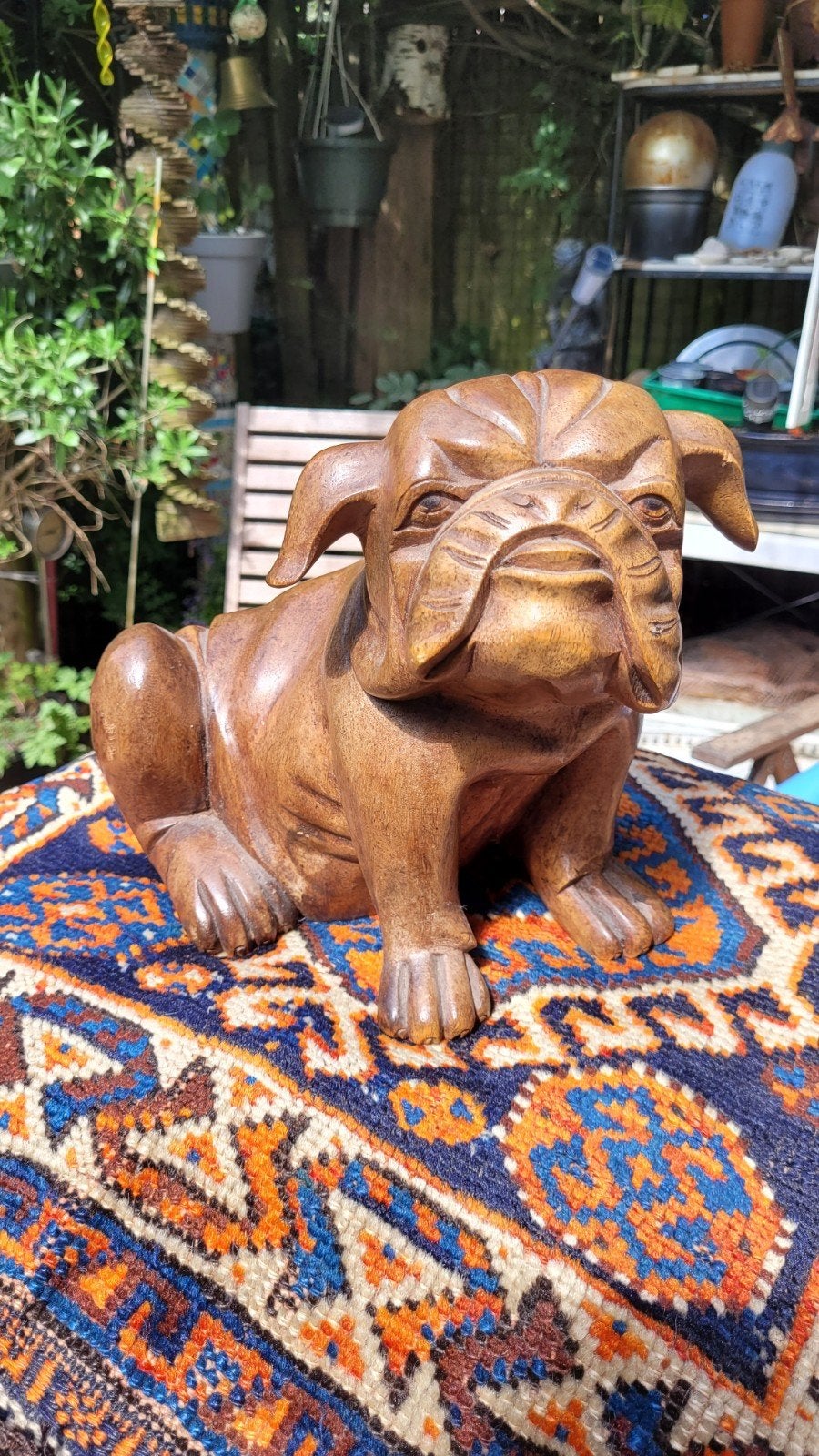 Buldog houten beeld. 2,1 kilo en 25 cm hoog., Ophalen of Verzenden
