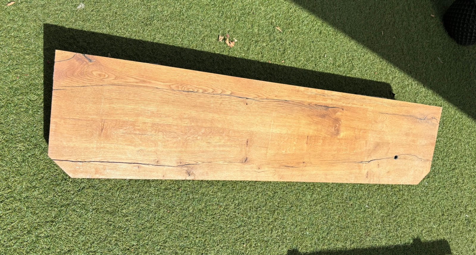 Robuuste wandplank van oud eiken wagonhout incl. dragers, Ophalen, Zo goed als nieuw