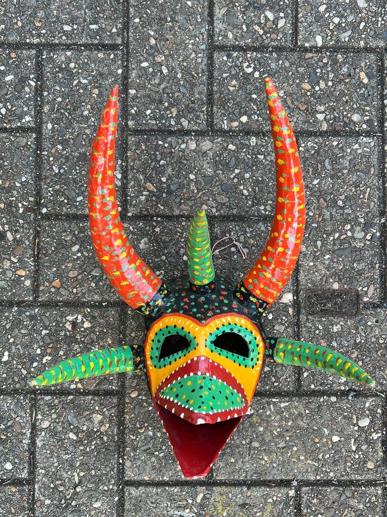 Puerto Rico vejigante maskers carnaval papier, Meerkleurig, Boho, Ophalen of Verzenden, Zo goed als nieuw