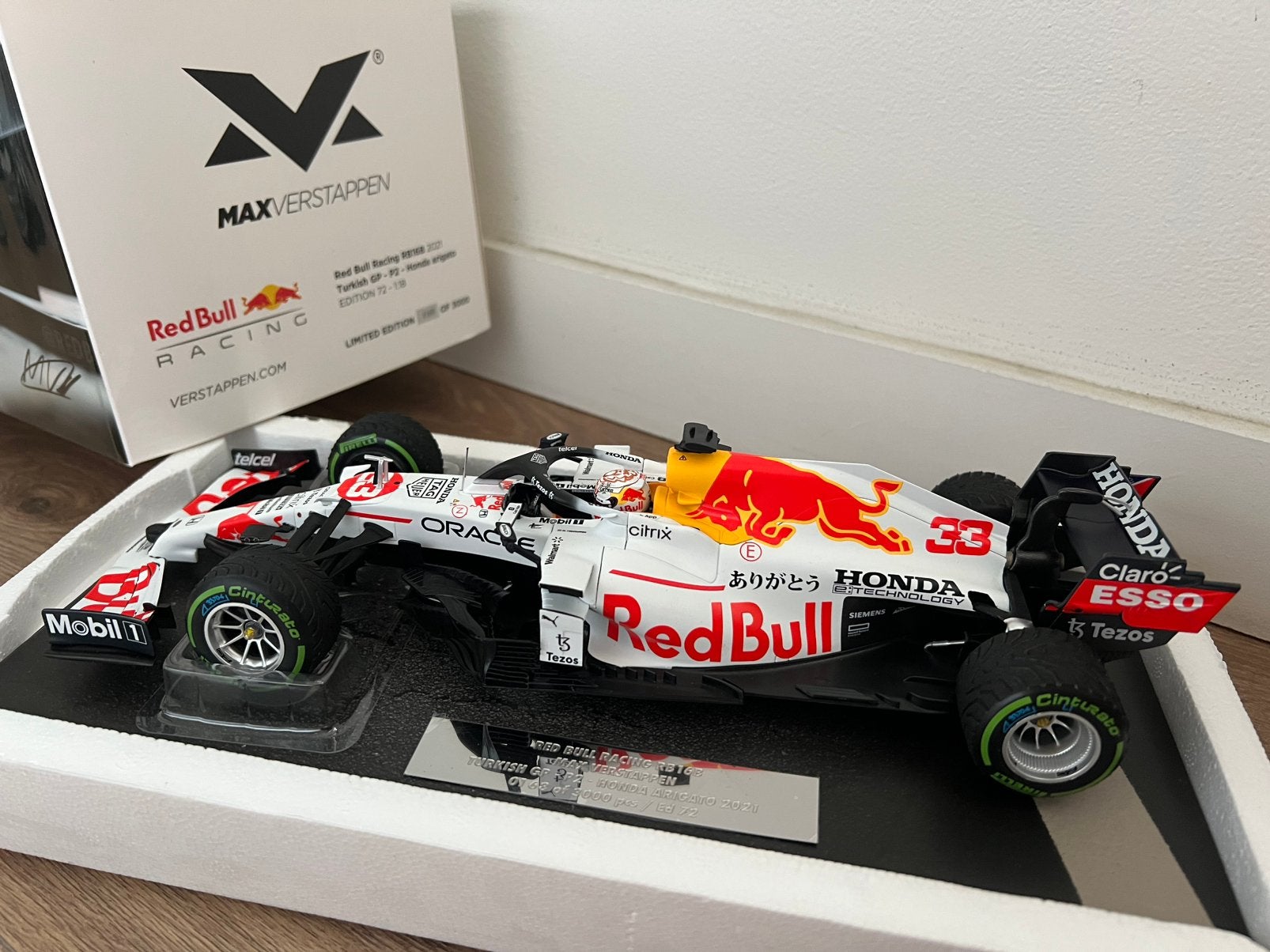 Max verstappen r16b Turkish gp p2 2021 minichamps 1:18, Verzamelen, Ophalen of Verzenden, Zo goed als nieuw, Formule 1